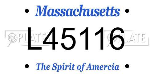 L45116 Massachusetts License Plate
