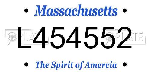 L454552 Massachusetts License Plate