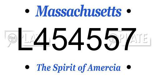 L454557 Massachusetts License Plate