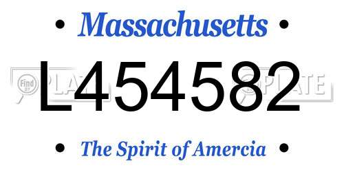 L454582 Massachusetts License Plate