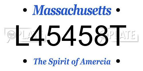L45458T Massachusetts License Plate