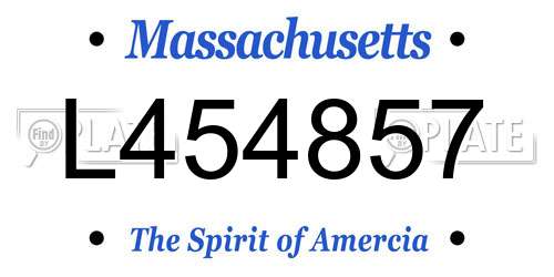 L454857 Massachusetts License Plate