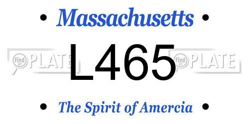 L465 Massachusetts License Plate