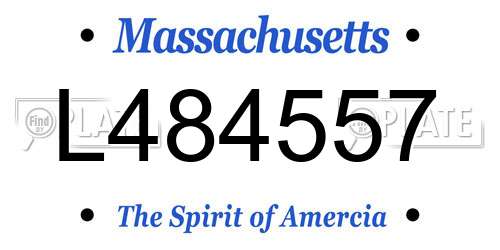 L484557 Massachusetts License Plate
