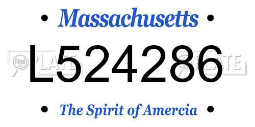 L524286 Massachusetts License Plate