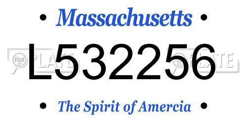 L532256 Massachusetts License Plate