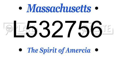 L532756 Massachusetts License Plate