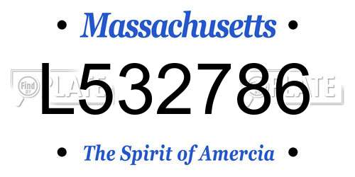 L532786 Massachusetts License Plate