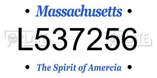 L537256 Massachusetts License Plate