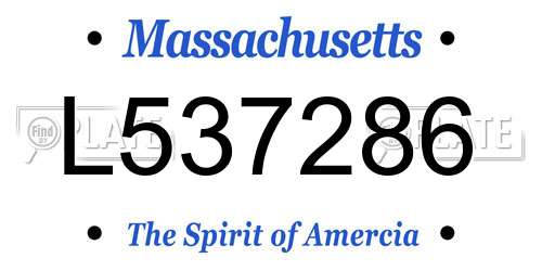 L537286 Massachusetts License Plate