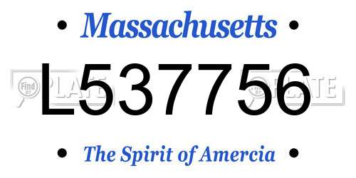 L537756 Massachusetts License Plate