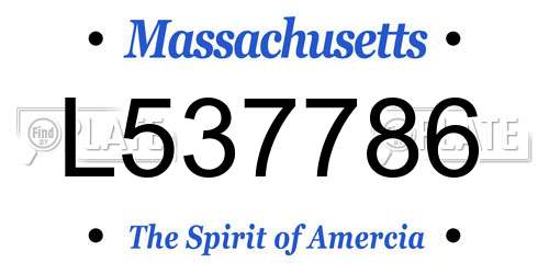 L537786 Massachusetts License Plate