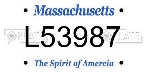 L53987 Massachusetts License Plate