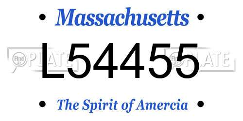 L54455 Massachusetts License Plate