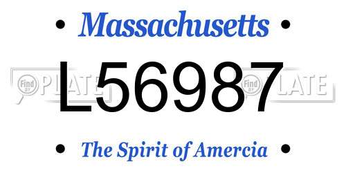 L56987 Massachusetts License Plate