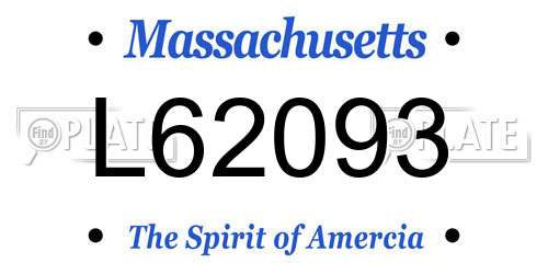 L62093 Massachusetts License Plate