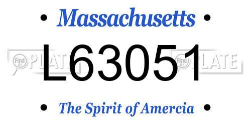 L63051 Massachusetts License Plate