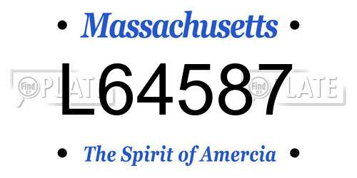 L64587 Massachusetts License Plate