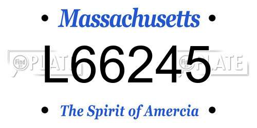 L66245 Massachusetts License Plate