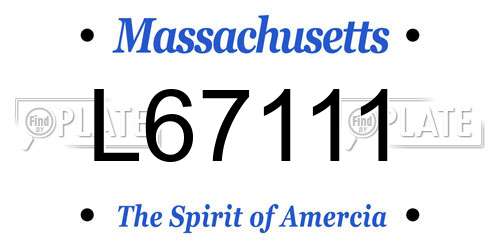 L67111 Massachusetts License Plate