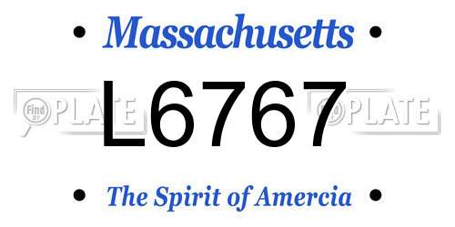 L6767 Massachusetts License Plate