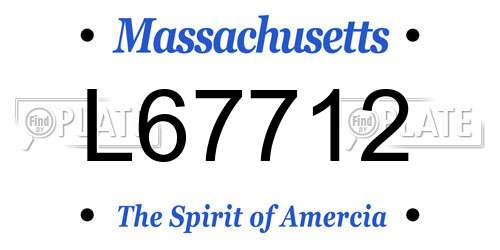 L67712 Massachusetts License Plate