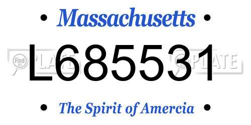 L685531 Massachusetts License Plate