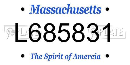 L685831 Massachusetts License Plate