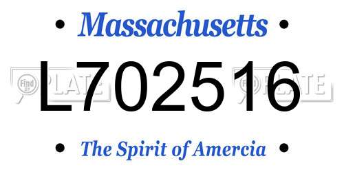 L702516 Massachusetts License Plate