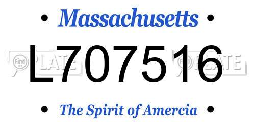 L707516 Massachusetts License Plate