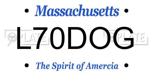 L70DOG Massachusetts License Plate