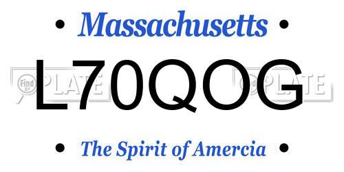 L70QOG Massachusetts License Plate