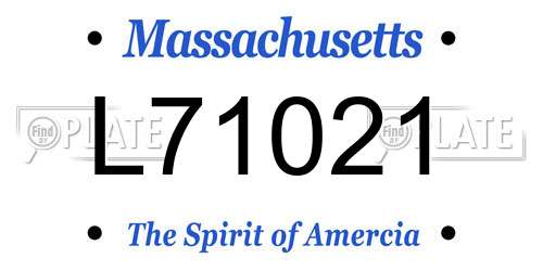 L71021 Massachusetts License Plate
