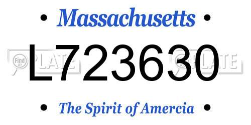 L723630 Massachusetts License Plate
