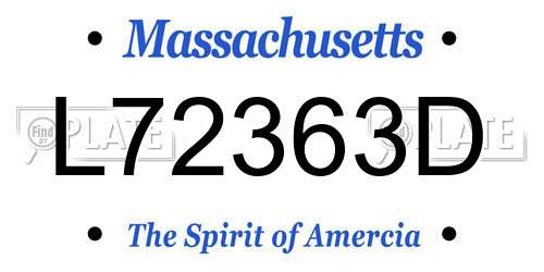 L72363D Massachusetts License Plate