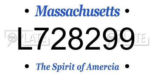 L728299 Massachusetts License Plate