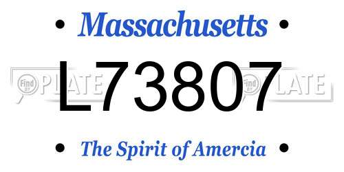 L73807 Massachusetts License Plate
