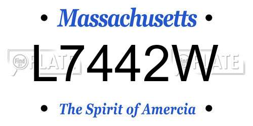 L7442W Massachusetts License Plate