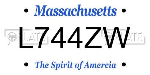 L744ZW Massachusetts License Plate