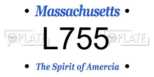 L755 Massachusetts License Plate
