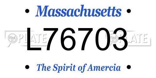 L76703 Massachusetts License Plate