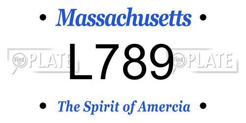 L789 Massachusetts License Plate