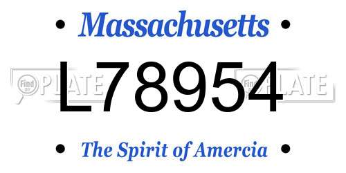 L78954 Massachusetts License Plate