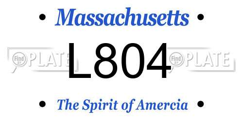 L804 Massachusetts License Plate