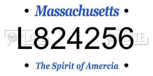 L824256 Massachusetts License Plate