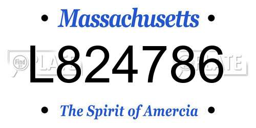 L824786 Massachusetts License Plate