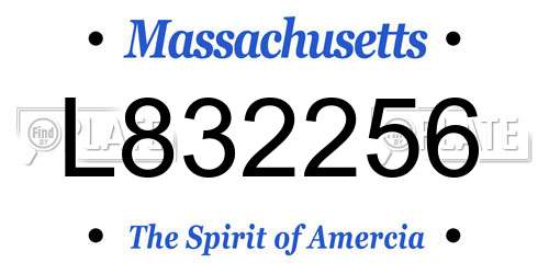 L832256 Massachusetts License Plate