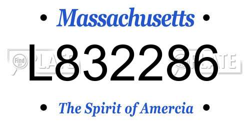 L832286 Massachusetts License Plate