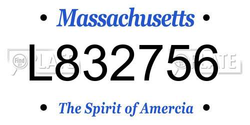 L832756 Massachusetts License Plate