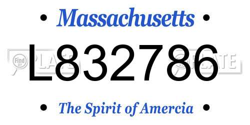 L832786 Massachusetts License Plate